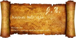 Justus Nádja névjegykártya